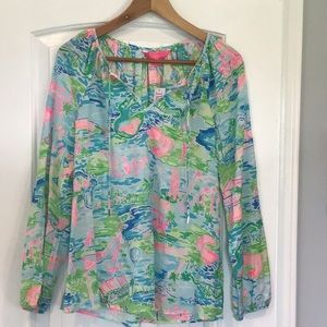Lily Pulitzer Long Sleeve Golf Design Shirt